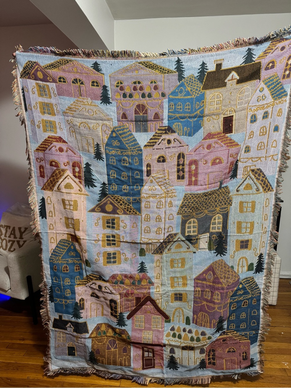 Cozy Holiday Village Throw Blanket